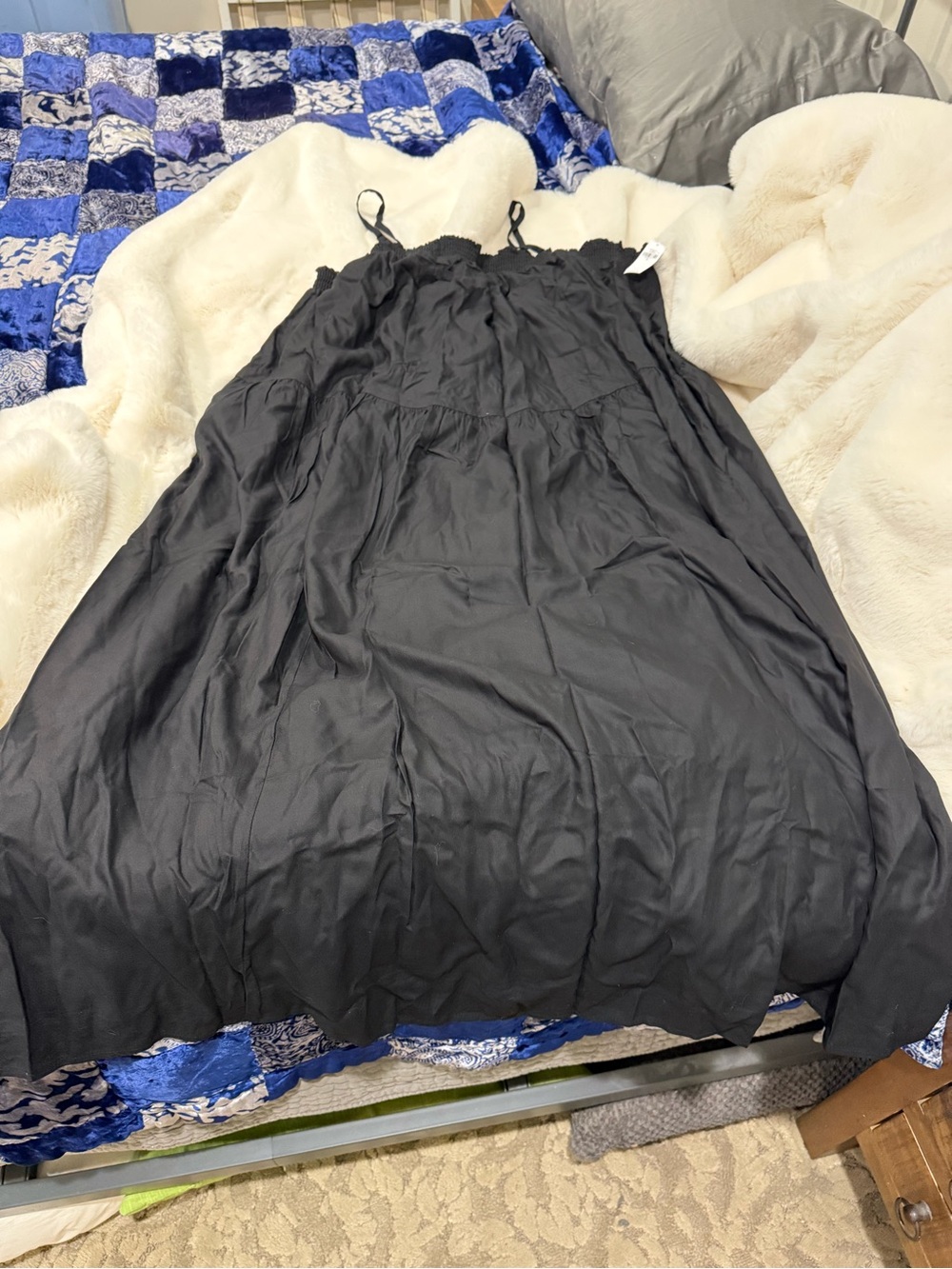 Old Navy Black Satin Slip Chemise with Adjustable Straps